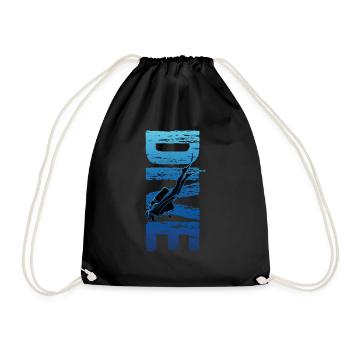 Dive Vertical Text Vintage Scuba Diver - Drawstring Bag - black - Front