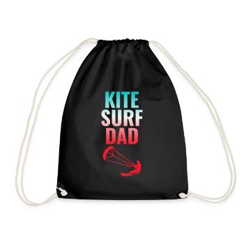 Kitesurfen Kiteboarding Kiteboarder Kitesurf Papa - Turnbeutel - Schwarz - Vorne