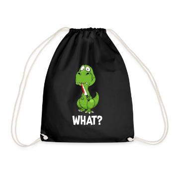 What Dinosaur Dino with knife in hand - Drawstring Bag - black - Front