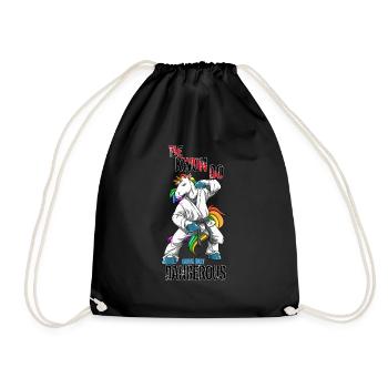 Wütendes Taekwondo-Einhorn - Lustiger - Turnbeutel - Schwarz - Vorne