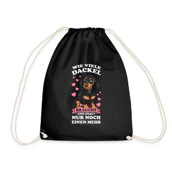 Dackel Hund Dackel Besitzerin Geschenk - Turnbeutel - Schwarz - Vorne
