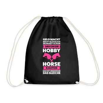 Hobby Horsing Pferd Hobby Horse Geschenk - Turnbeutel - Schwarz - Vorne