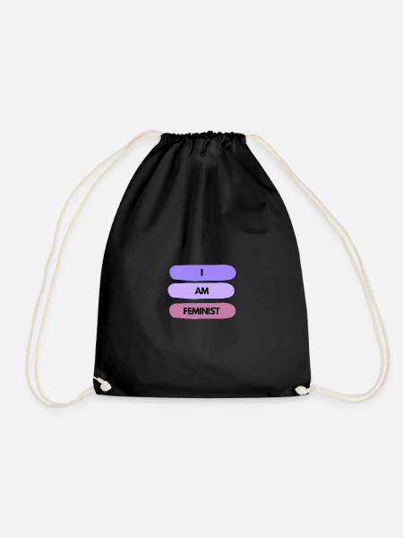 💜✊ I AM FEMINIST – Statement Shirt - Turnbeutel - Schwarz