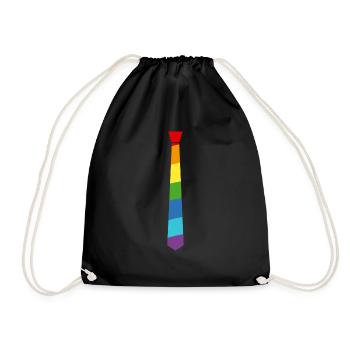 Rainbow Tie - Flag - Flag - Gay Pride - Drawstring Bag - black - Front
