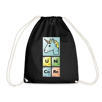 unicorn periodic table - Drawstring Bag - black - Front