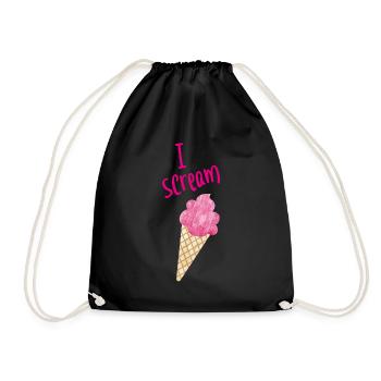 I scream Icecream Eiscreme Eis Fan coole Sprüche - Turnbeutel - Schwarz - Vorne
