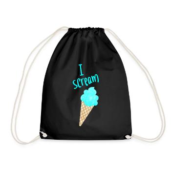 I scream Icecream Eis Fan Eiscreme coole Sprüche - Turnbeutel - Schwarz - Vorne
