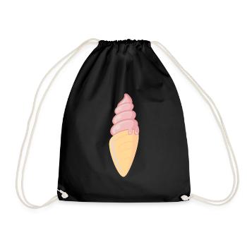Ice Cream / Eiscreme / Softeis - Turnbeutel - Schwarz - Vorne