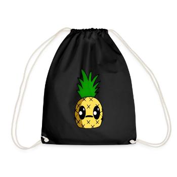 Kawaii pineapple - Drawstring Bag - black - Front