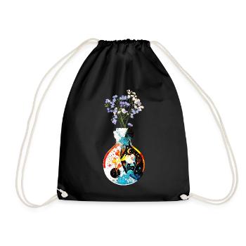 Une bouteille magique - Yin Yang - avec des fleurs - Sac de sport léger - noir - Devant