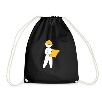 An Engineer At A Construction Site - Drawstring Bag - black - Front