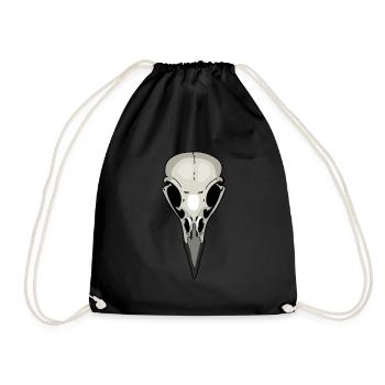 crow skeleton raven - Drawstring Bag - black - Front