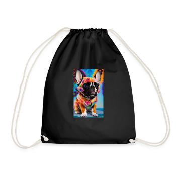 French Bulldog Paintings - Drawstring Bag - black - Front