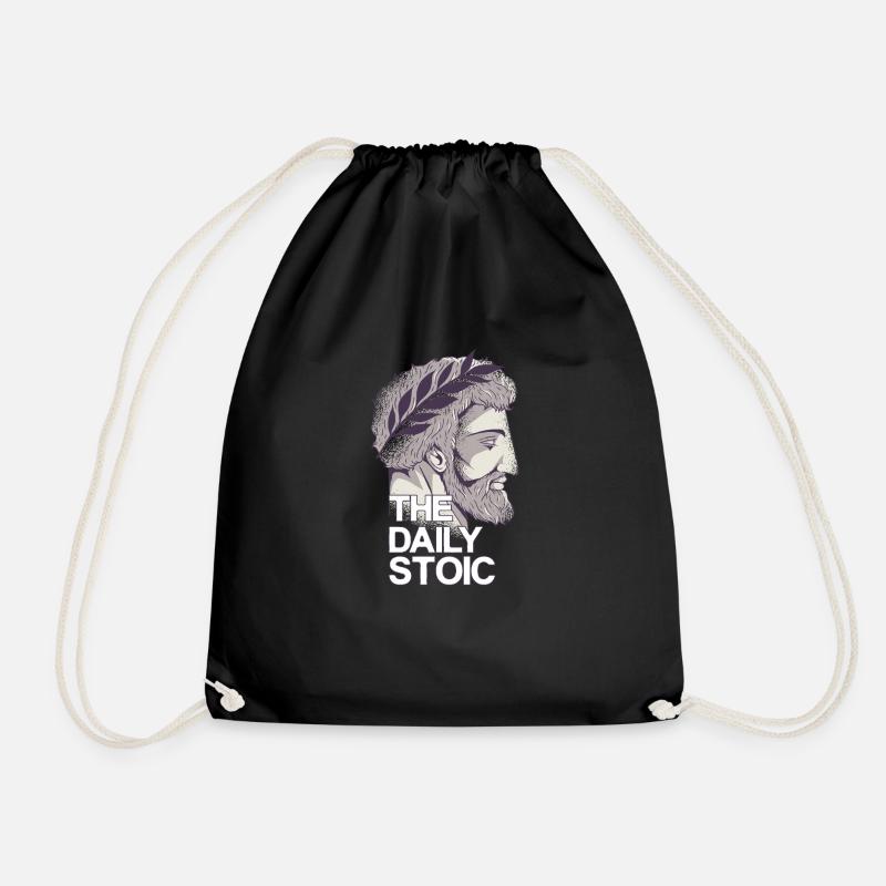 Marcus Aurelius | The daily stoic - Drawstring Bag - black