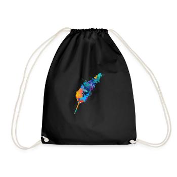 feather - Drawstring Bag - black - Front