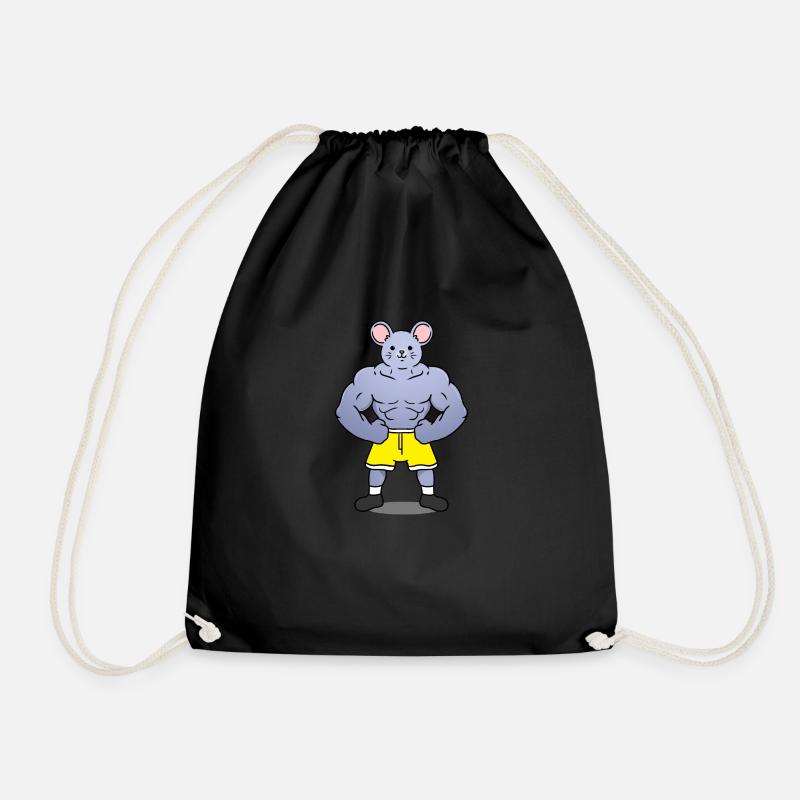 Muskulöse Maus - Turnbeutel - Schwarz