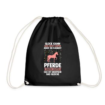 Reiten Pferd Reiter Geschenk - Turnbeutel - Schwarz - Vorne
