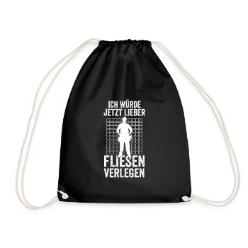 Fliesenleger Beruf Fliesen Geschenk - Turnbeutel - Schwarz - Vorne