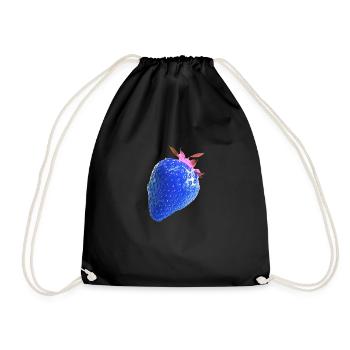 Strawberry, blue, popart, art,artwork - Drawstring Bag - black - Front