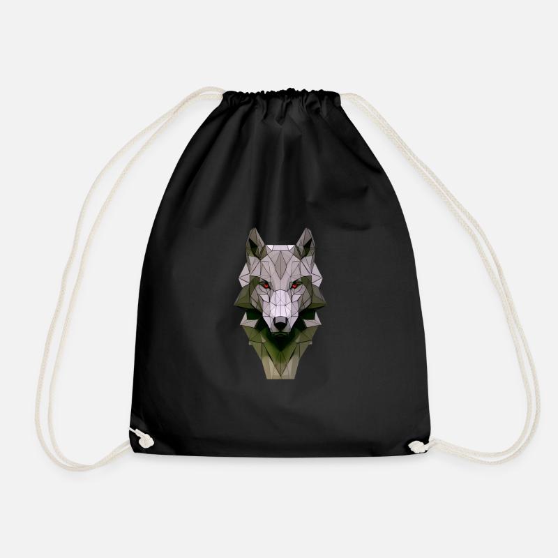 Polygon Design Wolf Tierkopf farbig - Turnbeutel - Schwarz