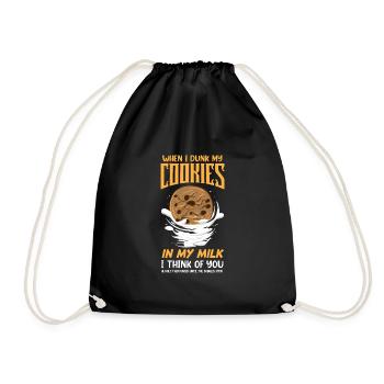 Cookies In My Milk I Think Of You Funny Introvert - Drawstring Bag - black - Front