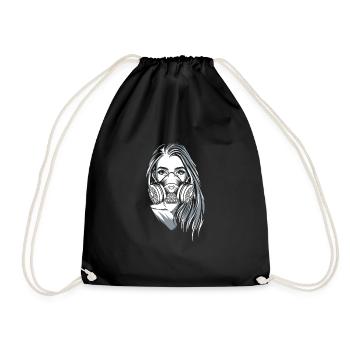 Schöne Frau mit Gasmaske - Rave - Turnbeutel - Schwarz - Vorne