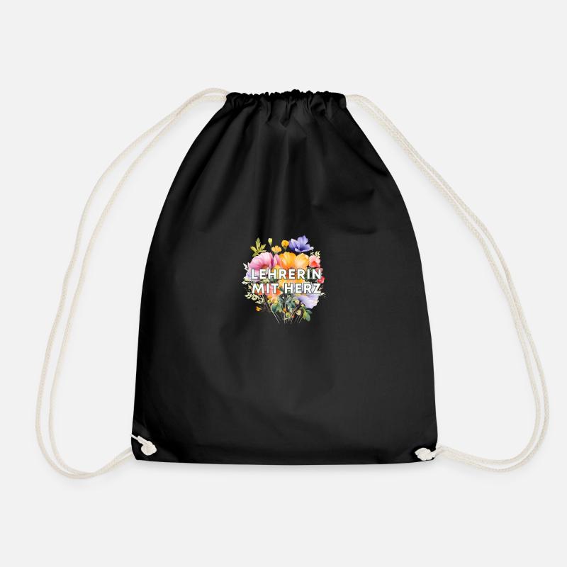 Lehrerin mit Herz - personalisierbares Design - Turnbeutel - Schwarz