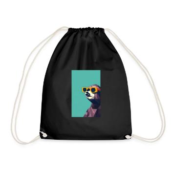 Cool Comic Portrait of a Sloth with sunglasses - Drawstring Bag - black - Front