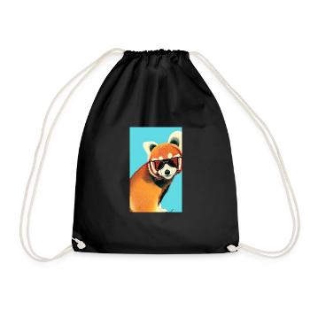 Cooler roter Panda mit Sonnenbrille Comic Zeichnung Sommer - Turnbeutel - Schwarz - Vorne