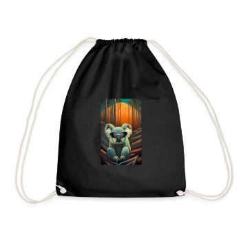 Drawing of a cool Koala with sunglasses - Drawstring Bag - black - Front