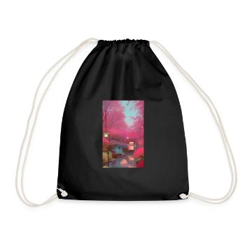Temple Japonais et Sakura - Sac de sport léger - noir - Devant