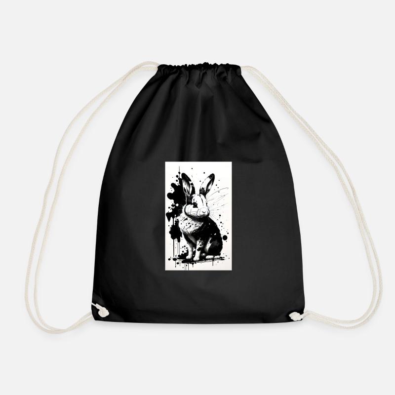 Cute bunny - Drawstring Bag - black