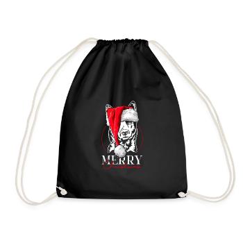 Santa Kai Ken Merry Christmas Dogs Dog Wilsigns - Drawstring Bag - black - Front