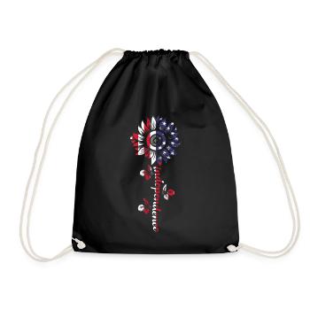 Sunflower Independence Day July 4 America - Drawstring Bag - black - Front