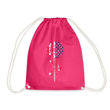 Sunflower Independence Day July 4 America - Drawstring Bag - fuchsia - Front