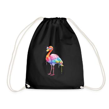 Colorful cool flamingo with sunglasses - Drawstring Bag - black - Front