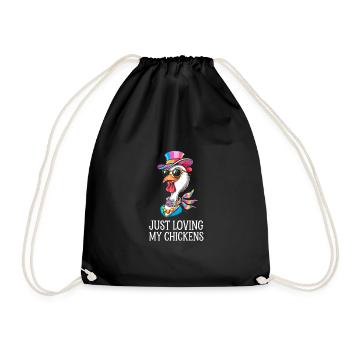 I Love My Chickens - Funny Chickens Cartoon - Drawstring Bag - black - Front