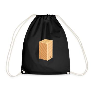 Milled block of wood upright - Drawstring Bag - black - Front