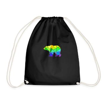 Bear Colorful Geometric Figures - Drawstring Bag - black - Front