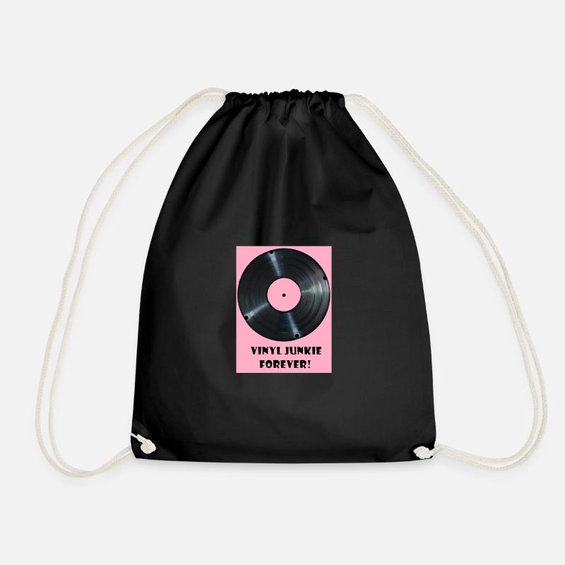 Vinyl Junkie forever - rosa - Turnbeutel - Schwarz