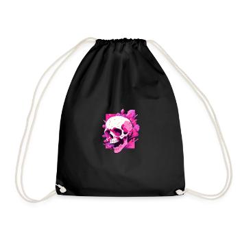 pink skull - Drawstring Bag - black - Front