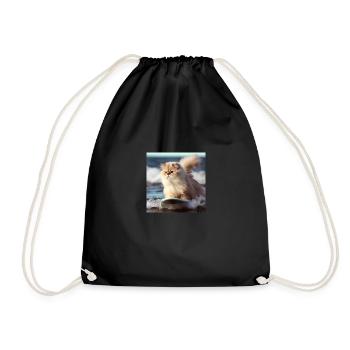 Persian cat Negan surfing - Drawstring Bag - black - Front