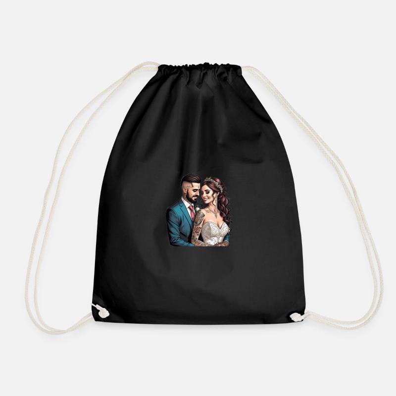 Tattoo Couple - Drawstring Bag - black
