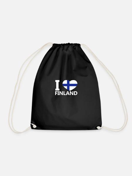 I Love Finland - Drawstring Bag - black