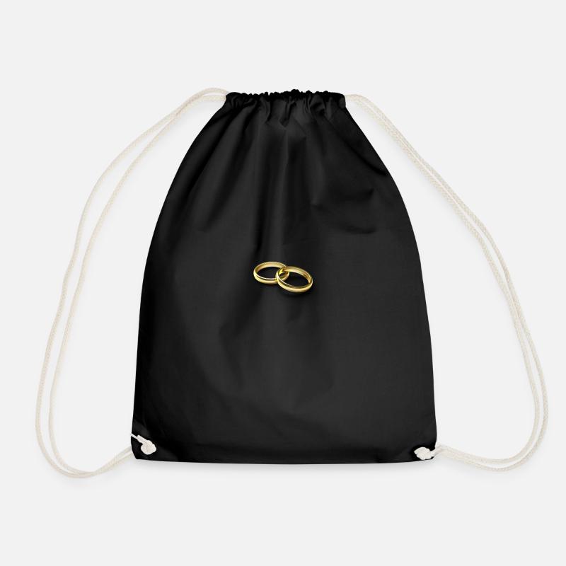 Rings gold - Drawstring Bag - black