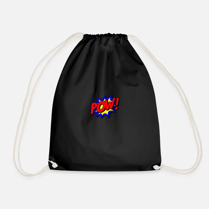 Pow superhero cartoon gift idea - Drawstring Bag - black
