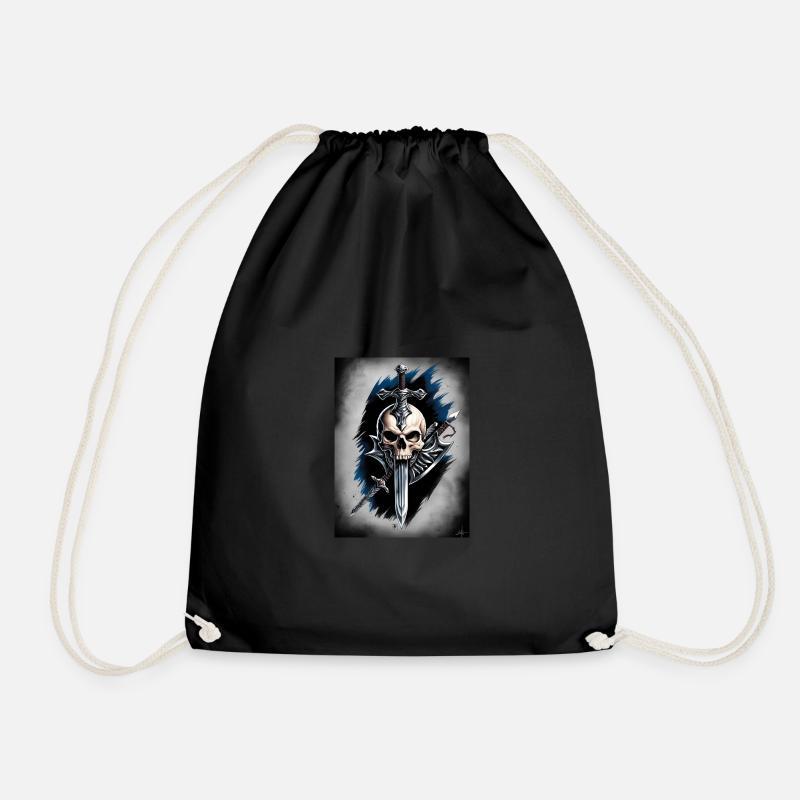 Skull Sword Lance - Drawstring Bag - black