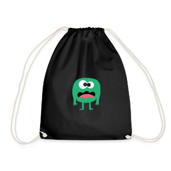 confused green monster - Drawstring Bag - black - Front