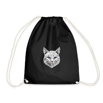 Polygon-Geometrie-Katze - Turnbeutel - Schwarz - Vorne