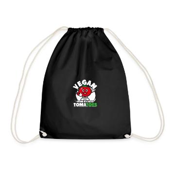Vegan From My Head Tomatoes Vegetarian Vegan - Drawstring Bag - black - Front